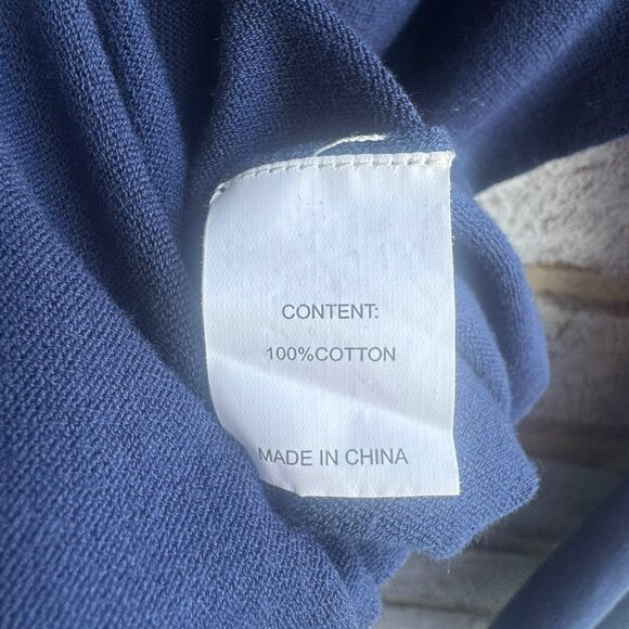 Peace of Cloth Long Sleeve Crew Neck Gold/Silver Tone Trim Blue Blouse Size L - Picture 4 of 8